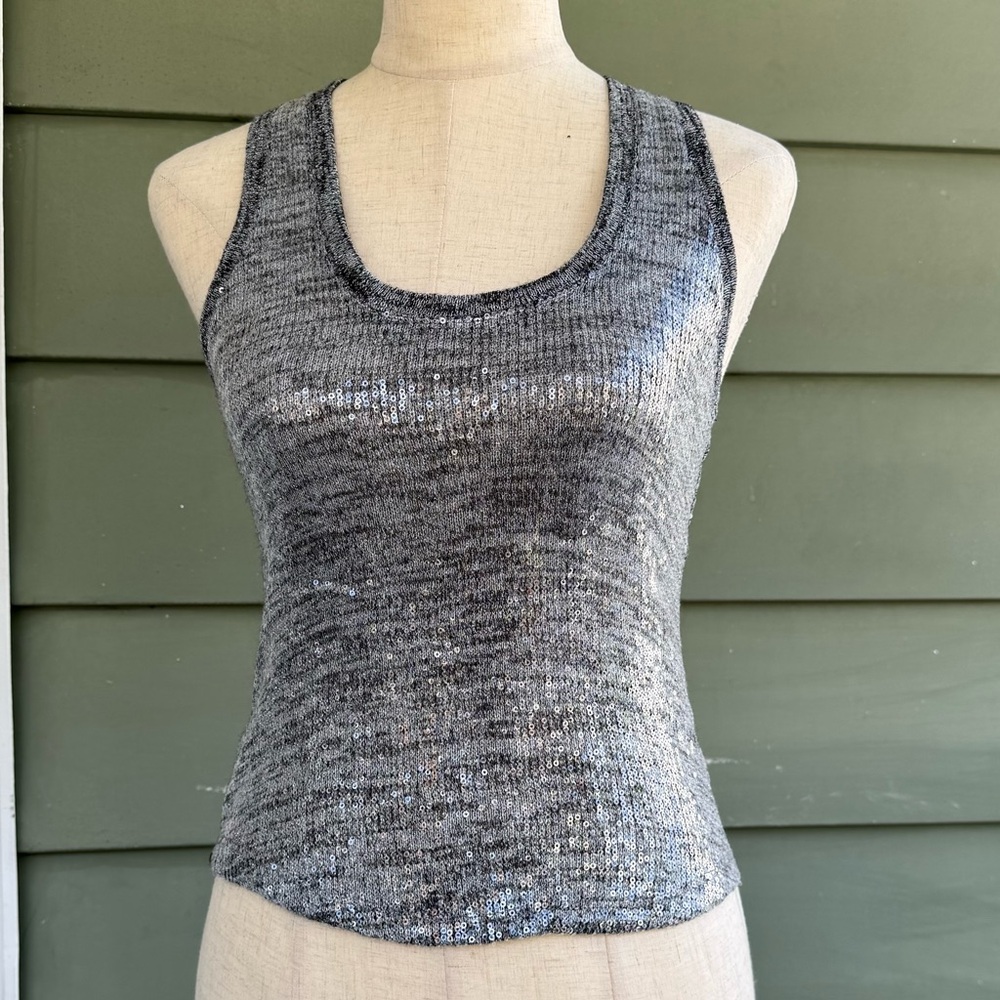 Pilcro Gray Ribbed Fitted Sleeveless Tank Top